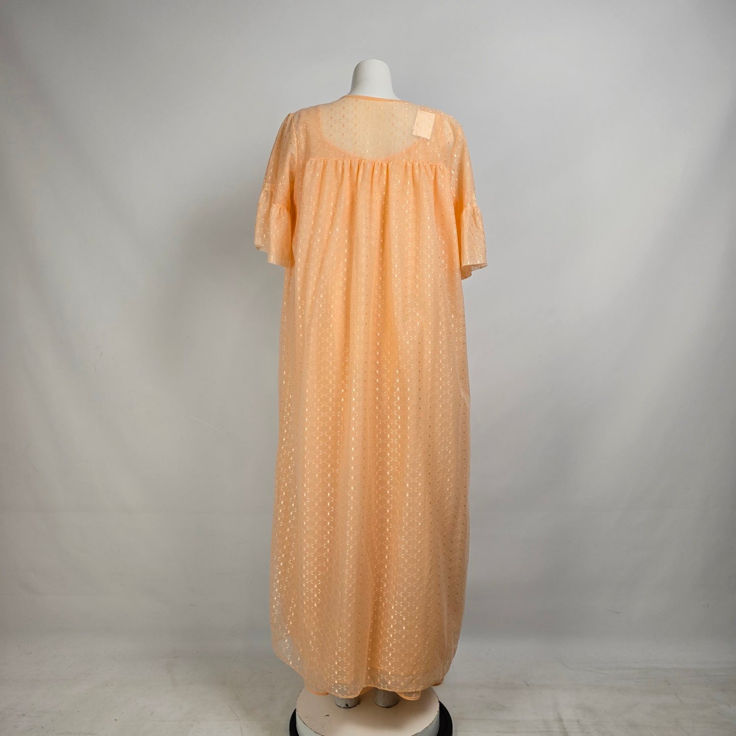 Vintage Peach Lingerie Night Gown & Dressing Jacket Size L/XL