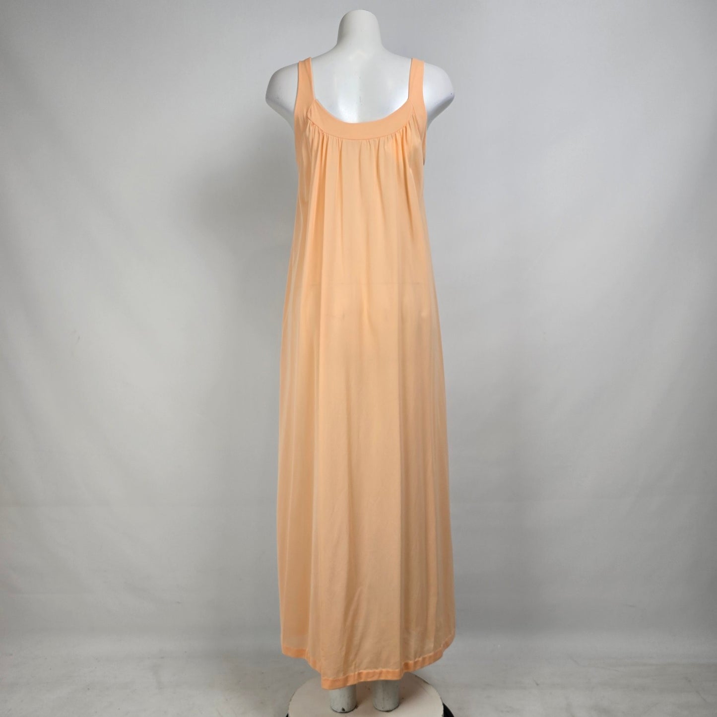Vintage Peach Lace Trim Lingerie Long Dress Size S