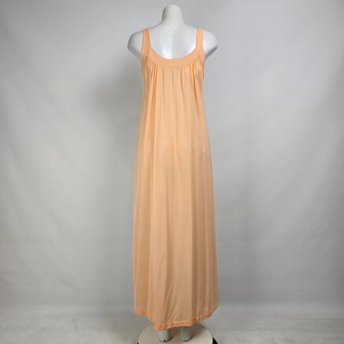 Vintage Peach Lace Trim Lingerie Long Dress Size S
