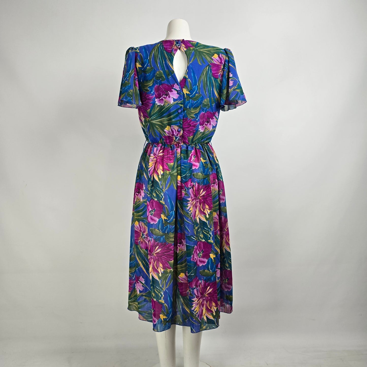 dress flared Vintage 50s Pink Purple Floral Fit & Flare Day Dress M main image 0
