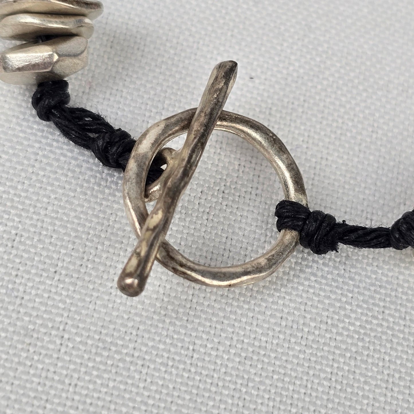 Natural Stone Silver Beaded Toggle Bracelet