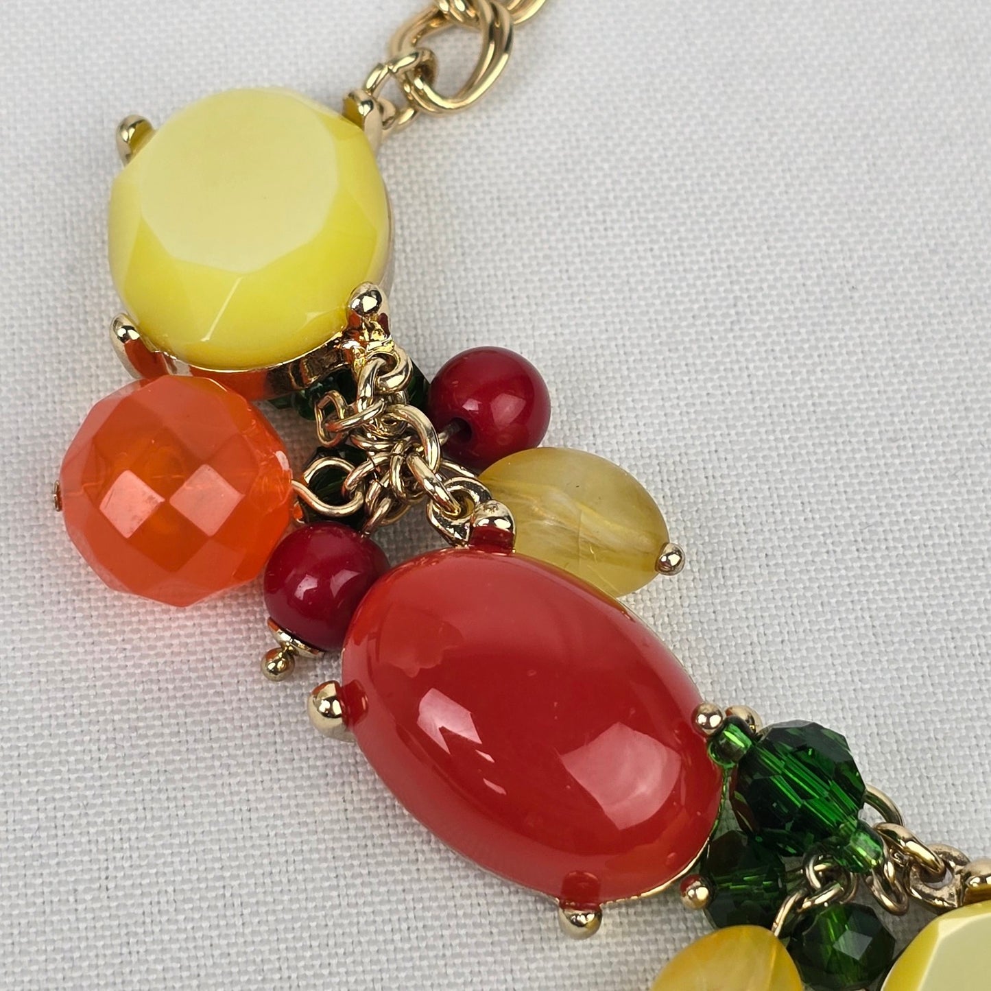Talbots Orange & Yellow Glass Beaded Statement Necklace