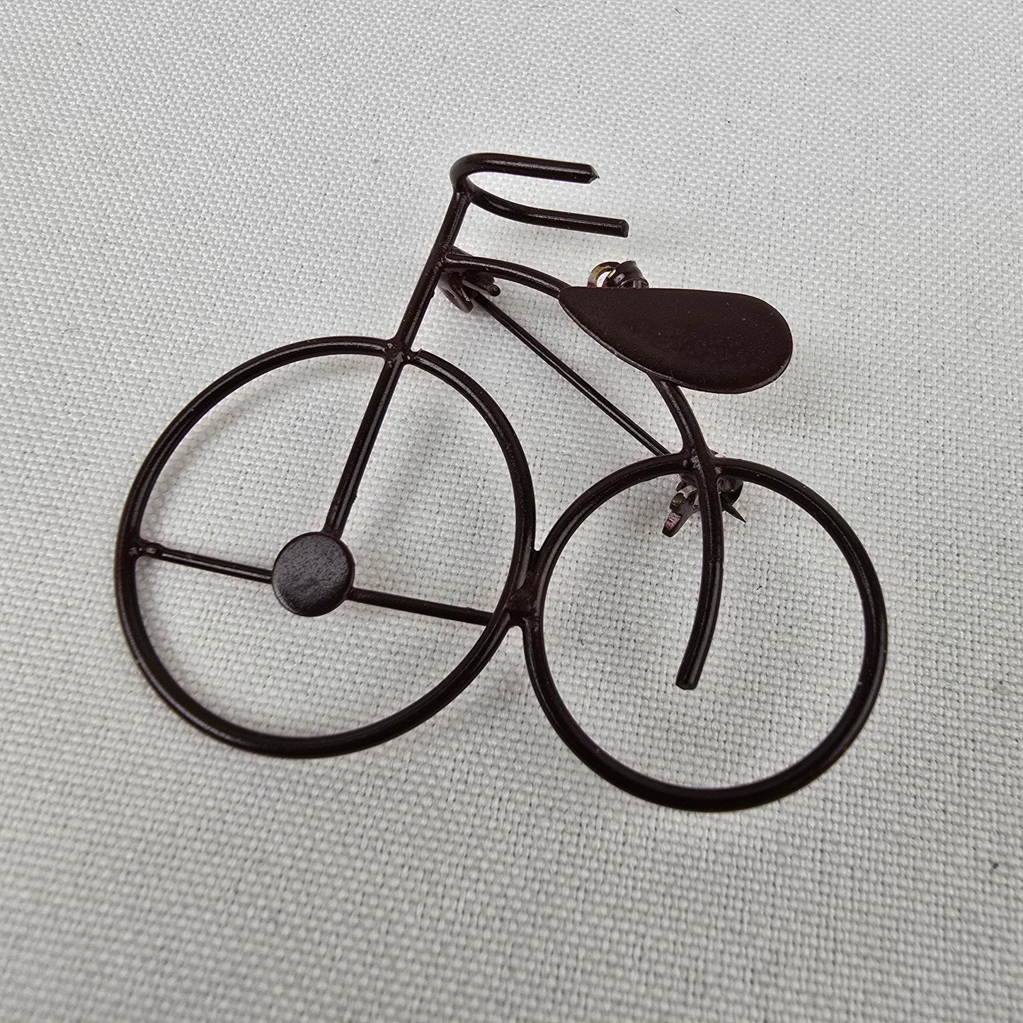 Vintage Brown Enamel Bicycle Brooch Pendant