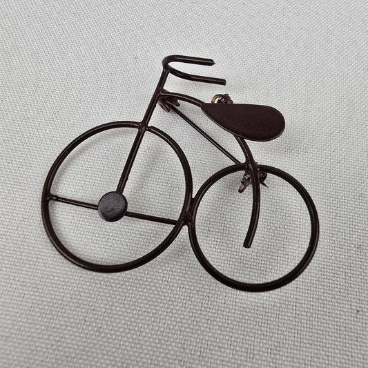 Vintage Brown Enamel Bicycle Brooch Pendant