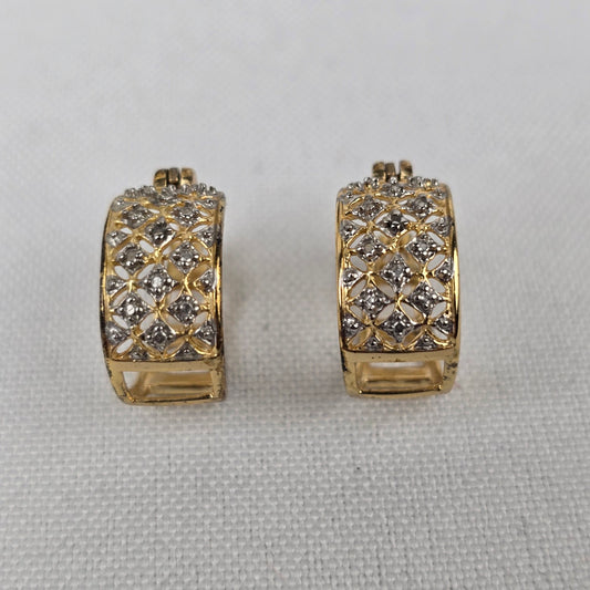 Swarovski Gold Tone Crystal Hoop Earrings