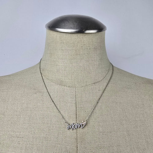 Mom Crystal Pendant Silver Necklace