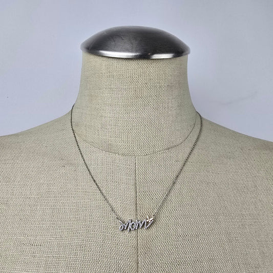 Mom Crystal Pendant Silver Necklace