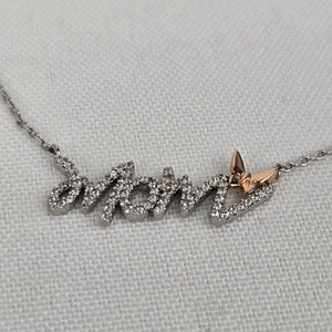 Mom Crystal Pendant Silver Necklace