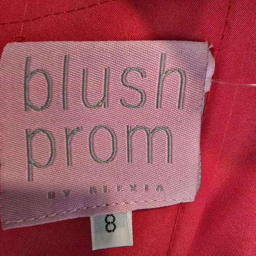 Blush Prom Red Beaded Floral Lace Mermaid Tulle Grad Gown Size 8