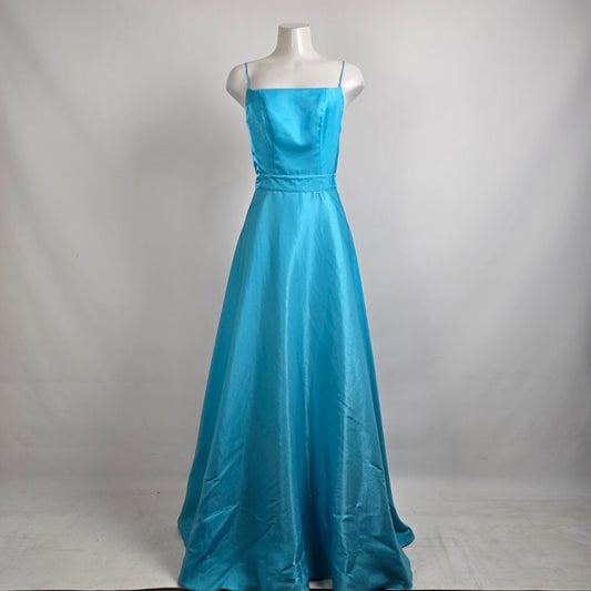 Blue Metallic Open Back Grad Event Gown Size XS/S