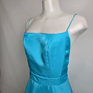 Blue Metallic Open Back Grad Event Gown Size XS/S