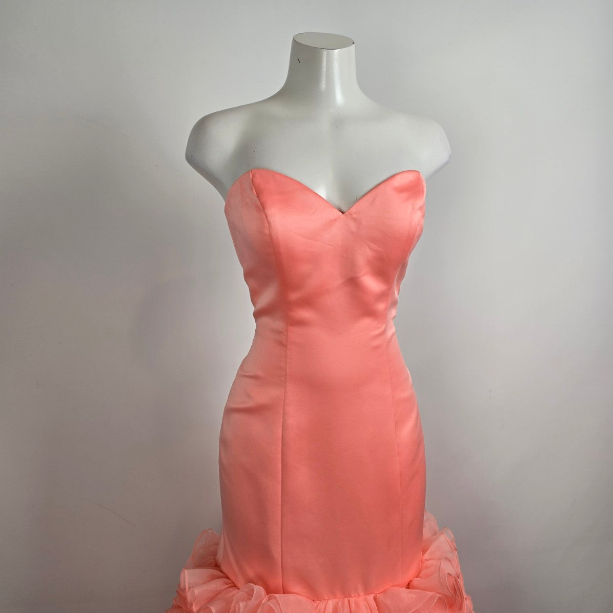Mori Lee Coral Ruffle Tulle Mermaid Grad Event Gown Size 10