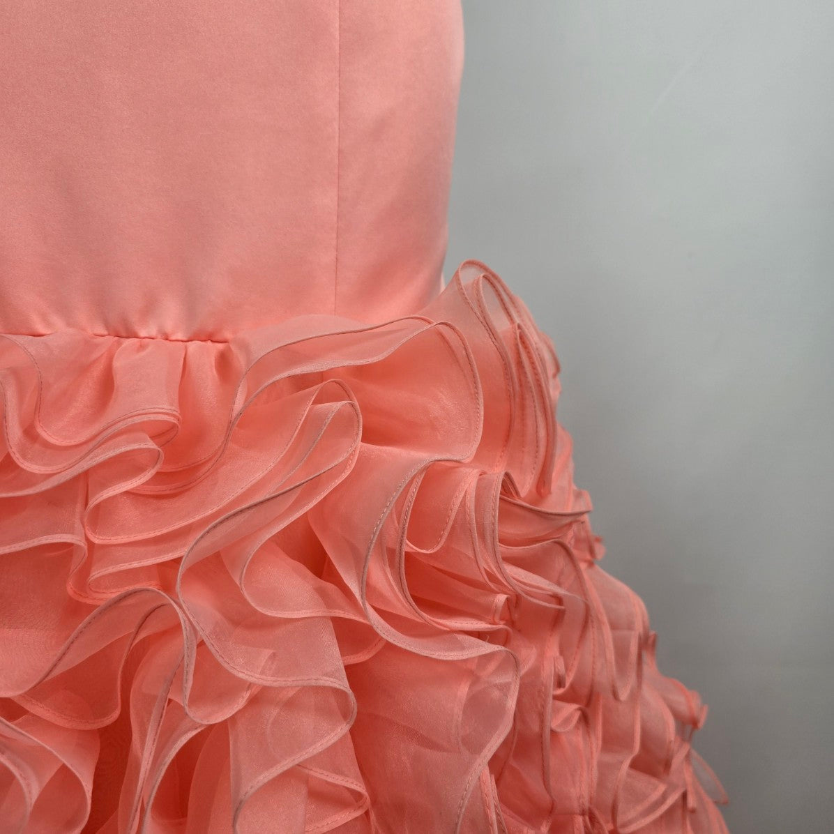 Mori Lee Coral Ruffle Tulle Mermaid Grad Event Gown Size 10