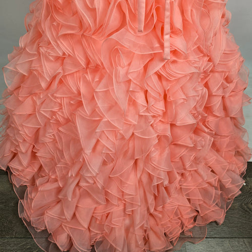 Mori Lee Coral Ruffle Tulle Mermaid Grad Event Gown Size 10
