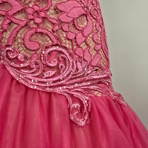 Angela & Allison Pink Lace Mermaid Grad Event Gown Size 10