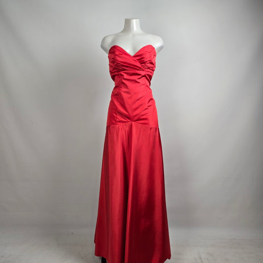 Handmade Red Satin Mermaid Event Grad Gown Size L
