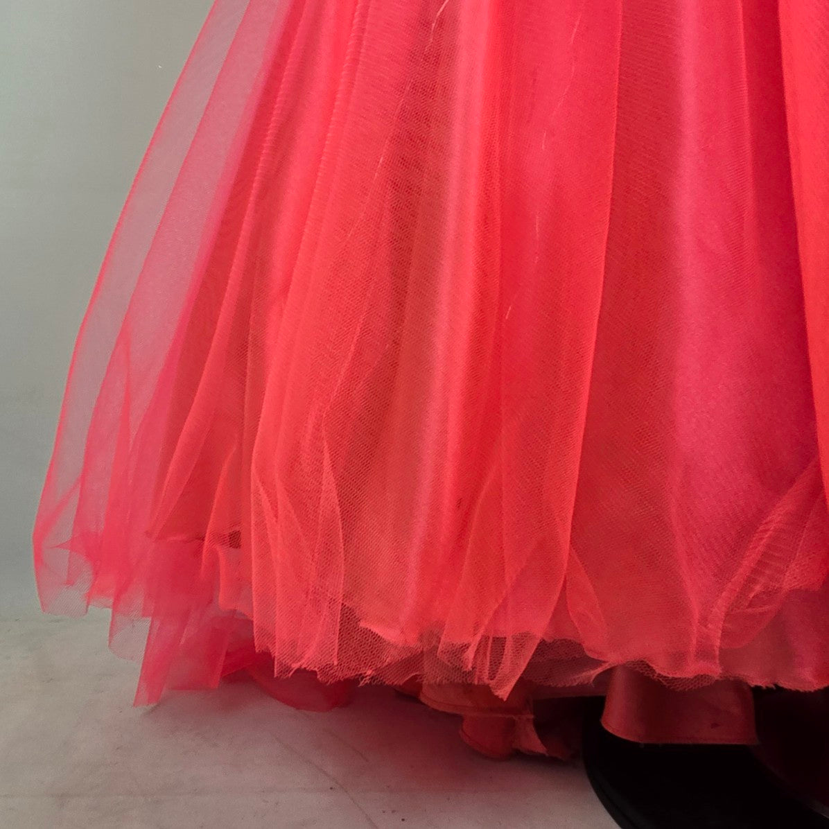 Mori Lee Bright Pink Crystal Bodice Mermaid Tulle Grad Event Gown Size 5/6
