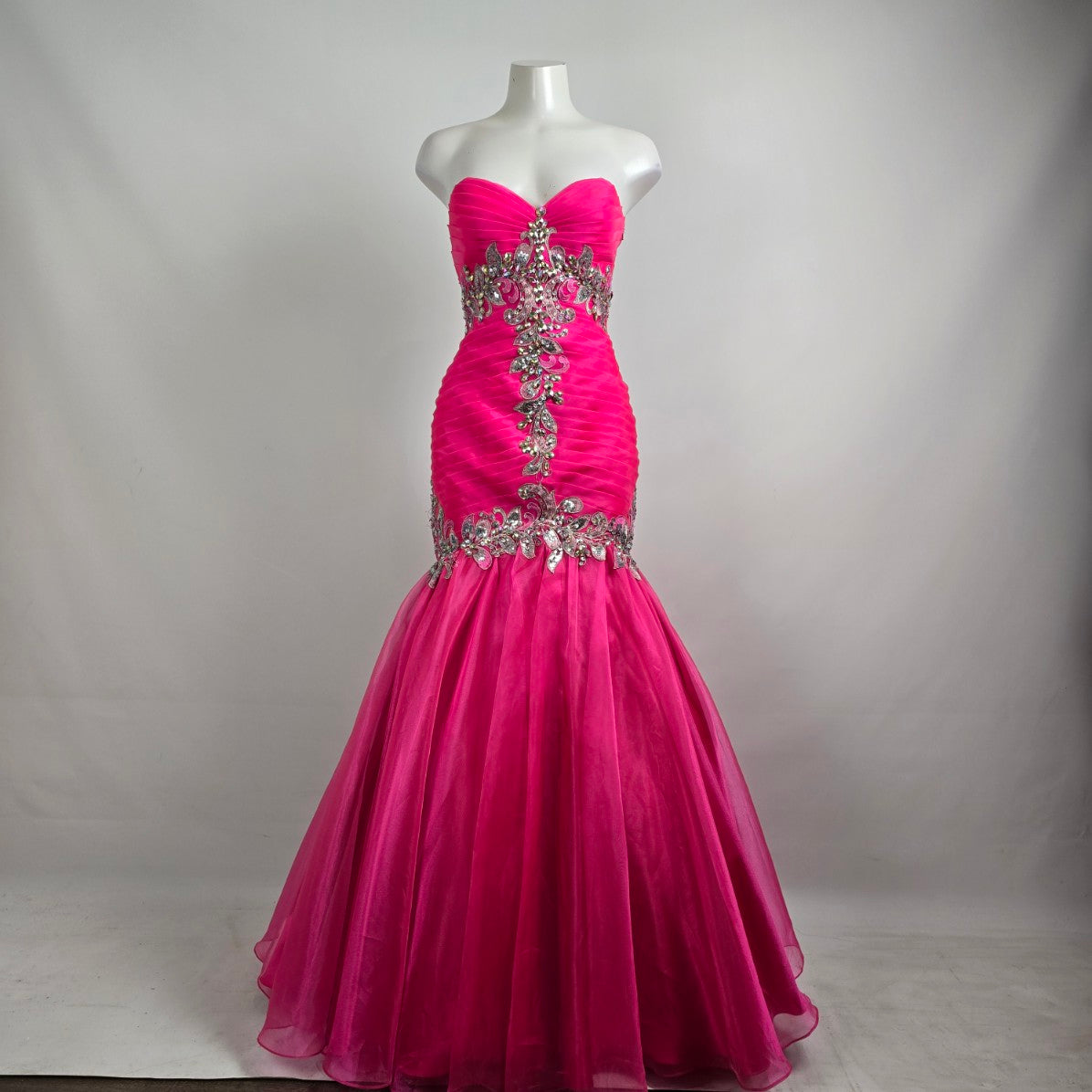 Riva Designs Pink Crystal Beaded Mermaid Grad Event Gown Size 4