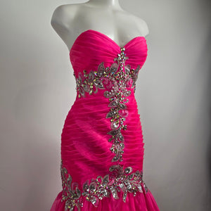 Riva Designs Pink Crystal Beaded Mermaid Grad Event Gown Size 4