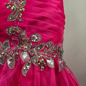 Riva Designs Pink Crystal Beaded Mermaid Grad Event Gown Size 4