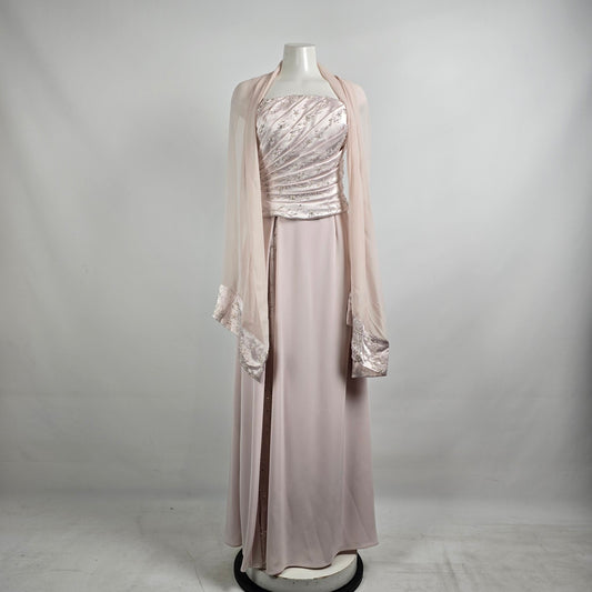 Montage Beige Crystal Beaded Eventwear Dress Size 6