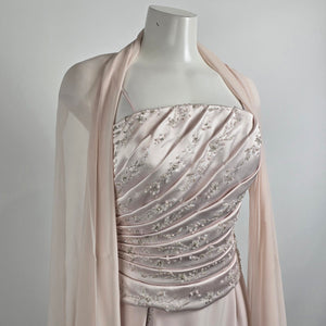 Montage Beige Crystal Beaded Eventwear Dress Size 6