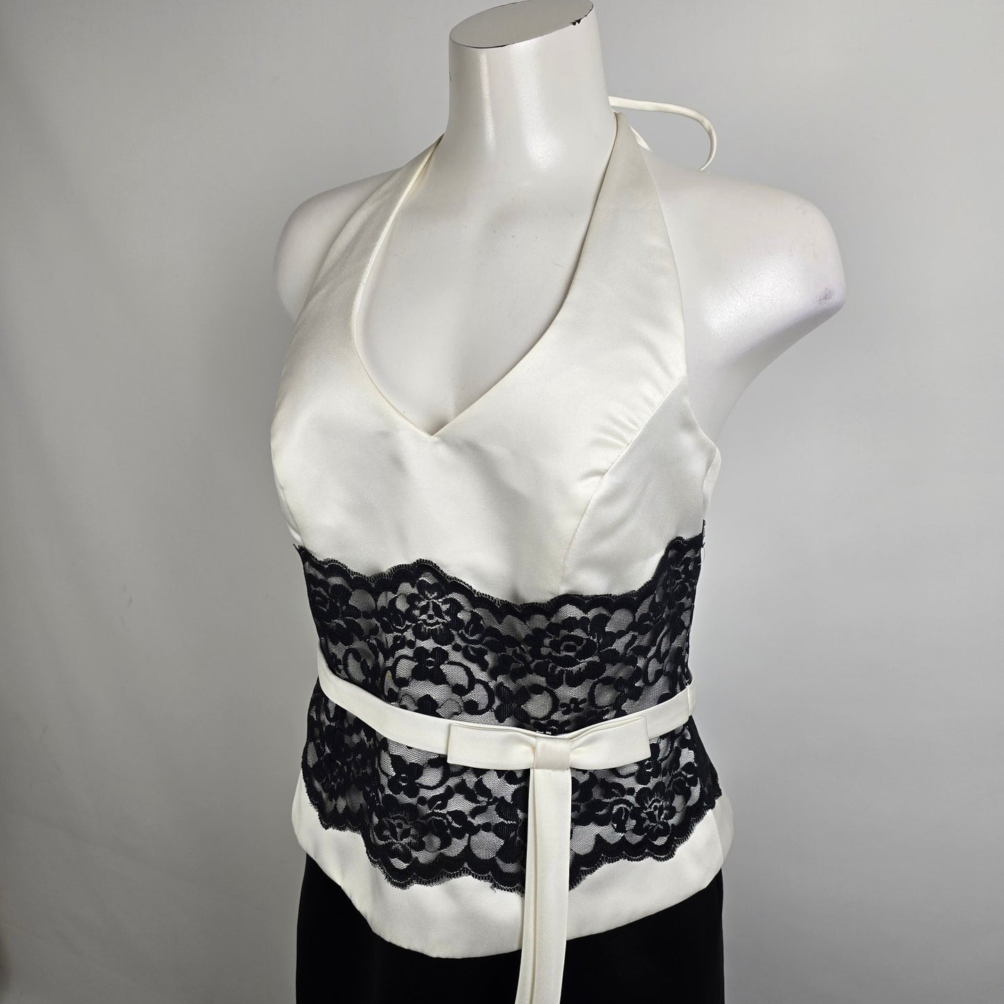 Alfred Angelo Black & White Lace Halter Neck Eventwear Gown Size S