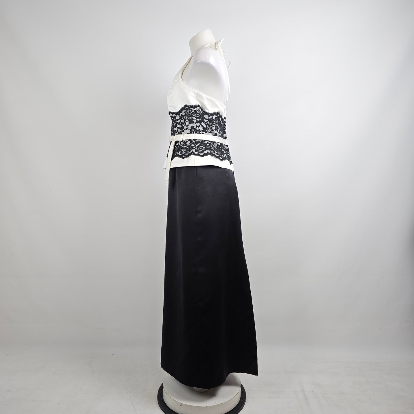 Alfred Angelo Black & White Lace Halter Neck Eventwear Gown Size S