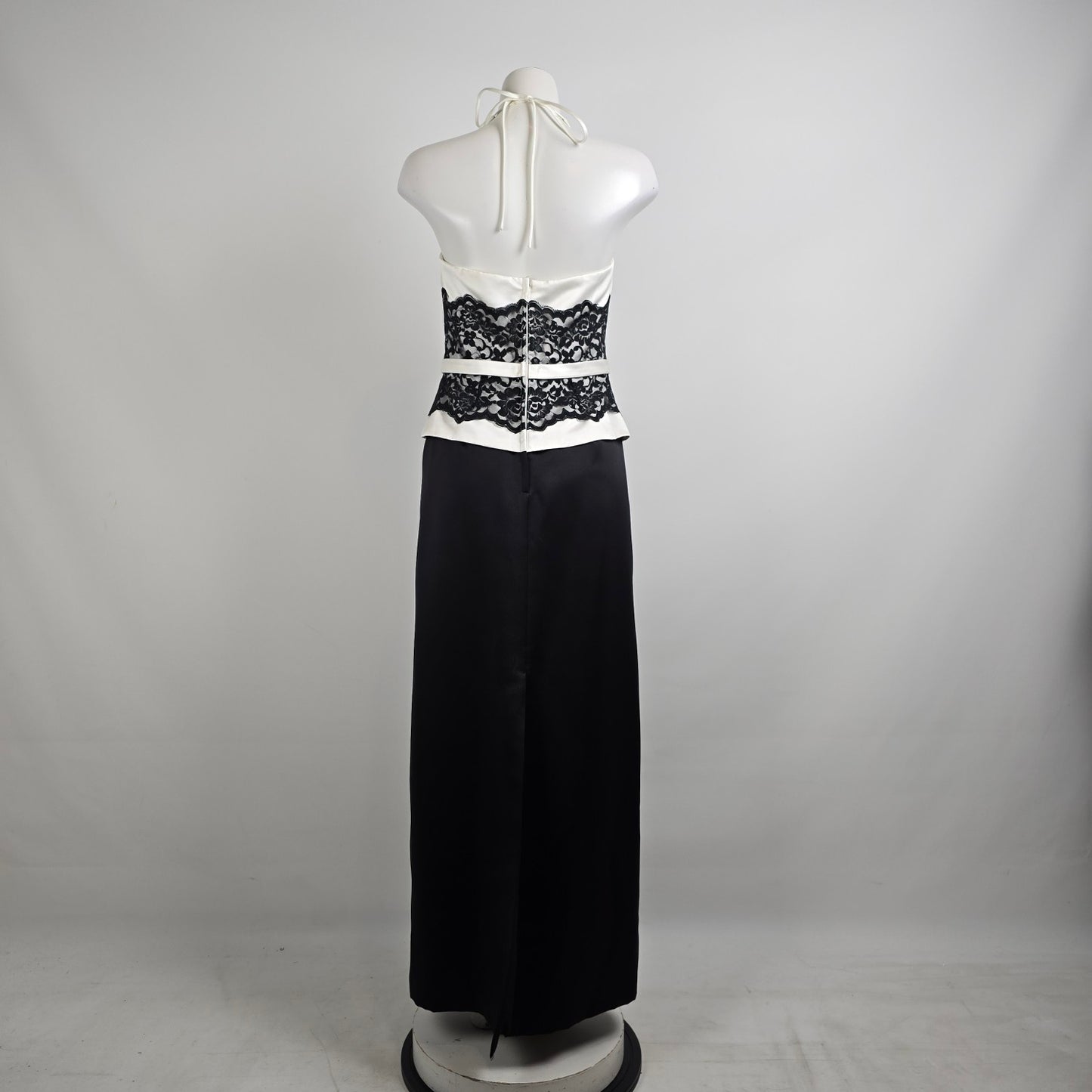 Alfred Angelo Black & White Lace Halter Neck Eventwear Gown Size S