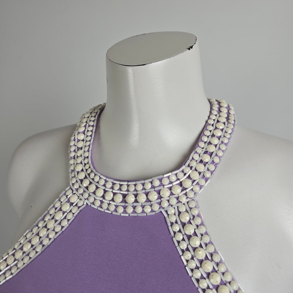 Lucci Lu Purple & White Beaded Grad Eventwear Gown Size 8