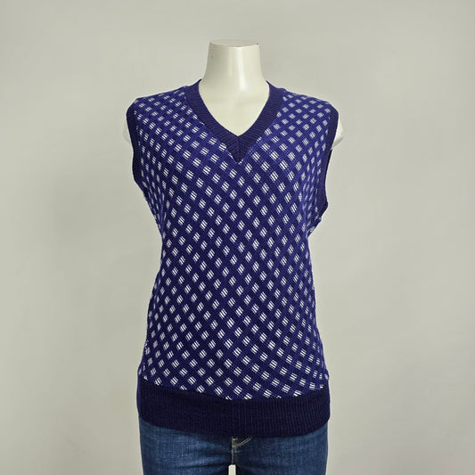 Vintage Blue Knit Sweater Vest Size M