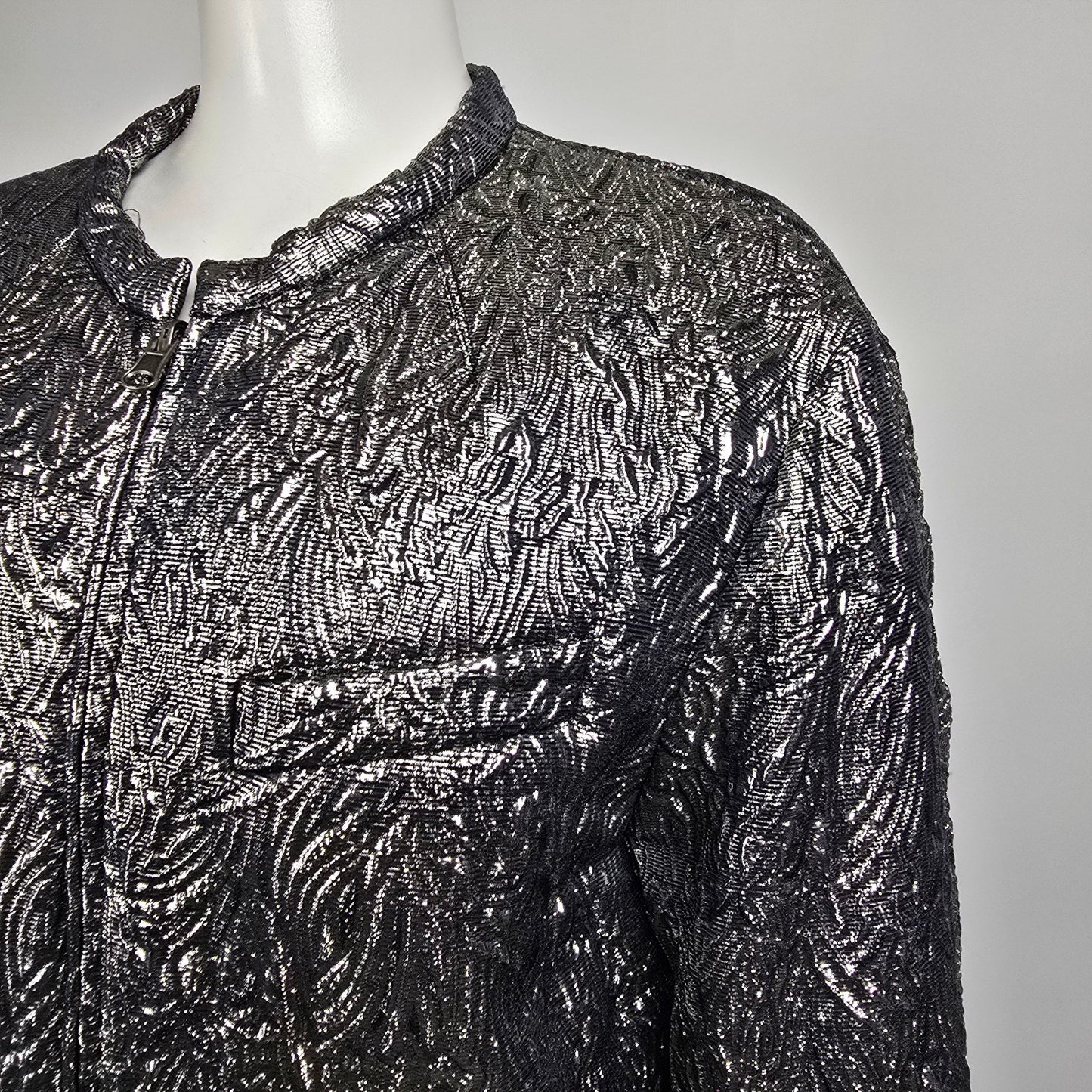 Isabel Marant x H&M Reversible Silver Metallic Textured Jacket Size M/L