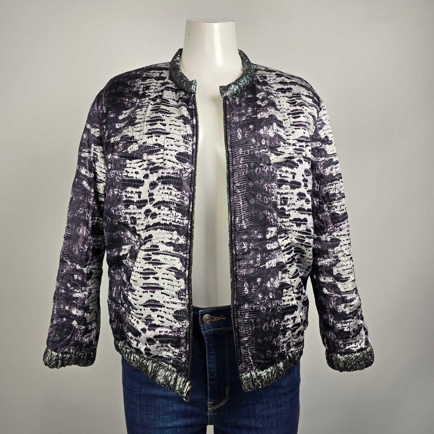Isabel Marant x H&M Reversible Silver Metallic Textured Jacket Size M/L