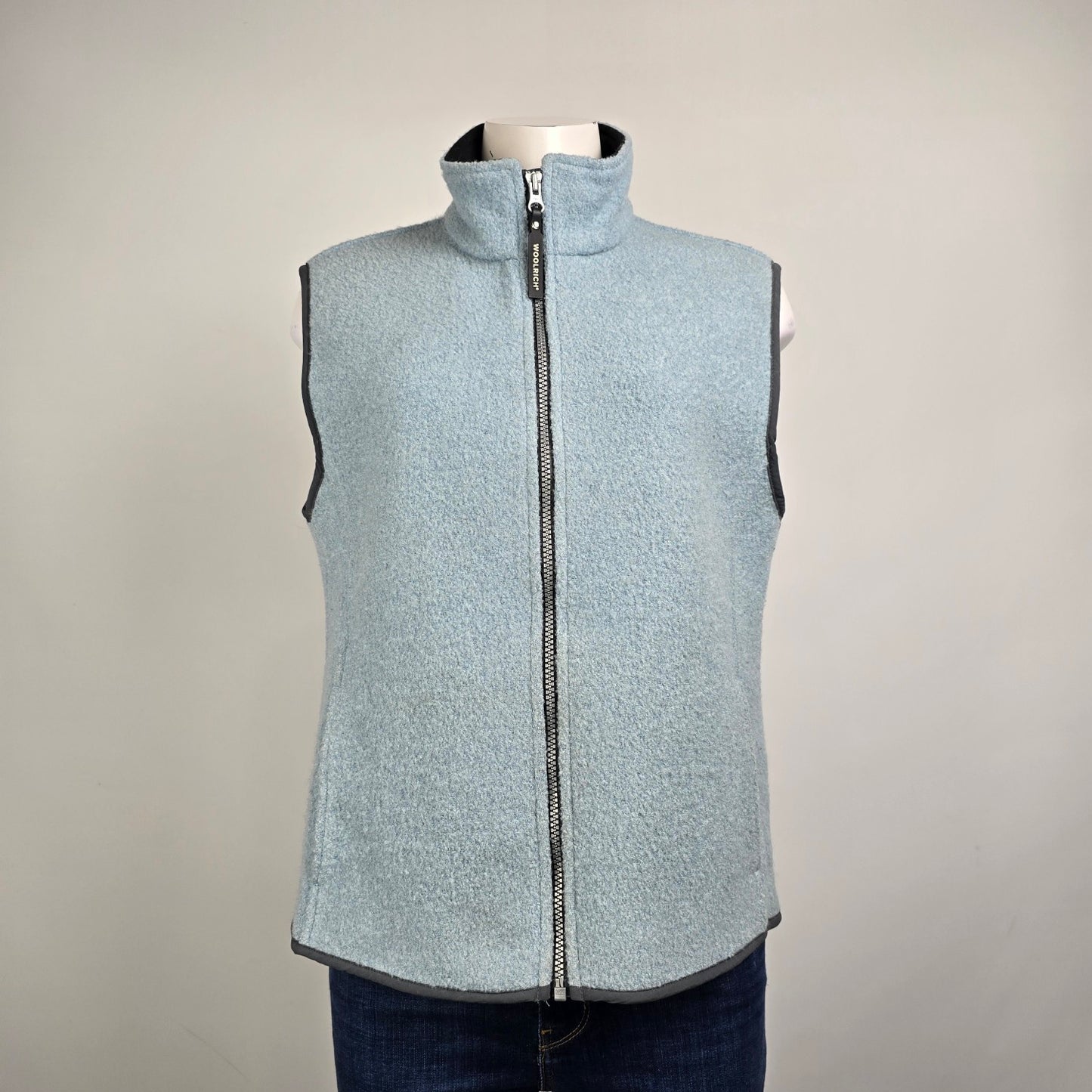 Vintage Woolrich Blue Wool Zip Up Vest Size XL