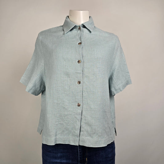 J-Jill Blue Linen Button Up Top Size Xl