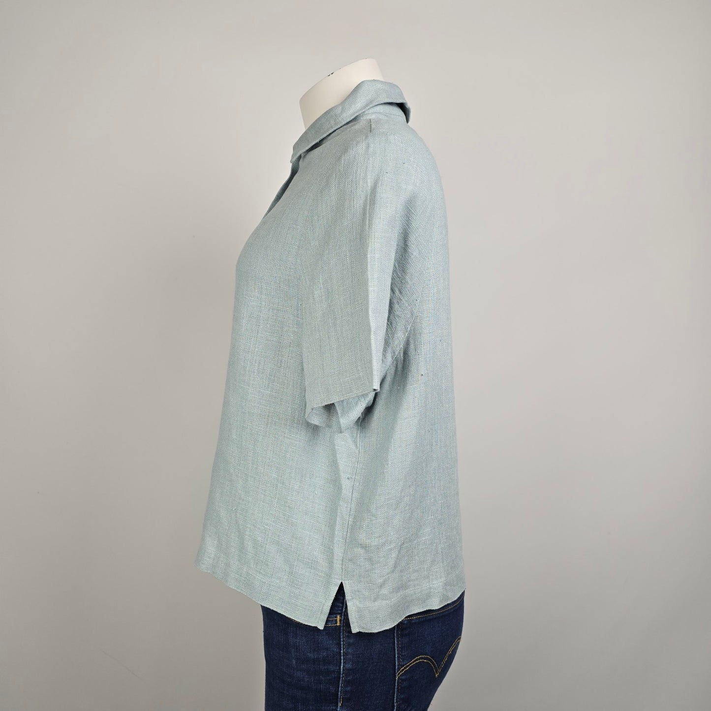 J-Jill Blue Linen Button Up Top Size Xl