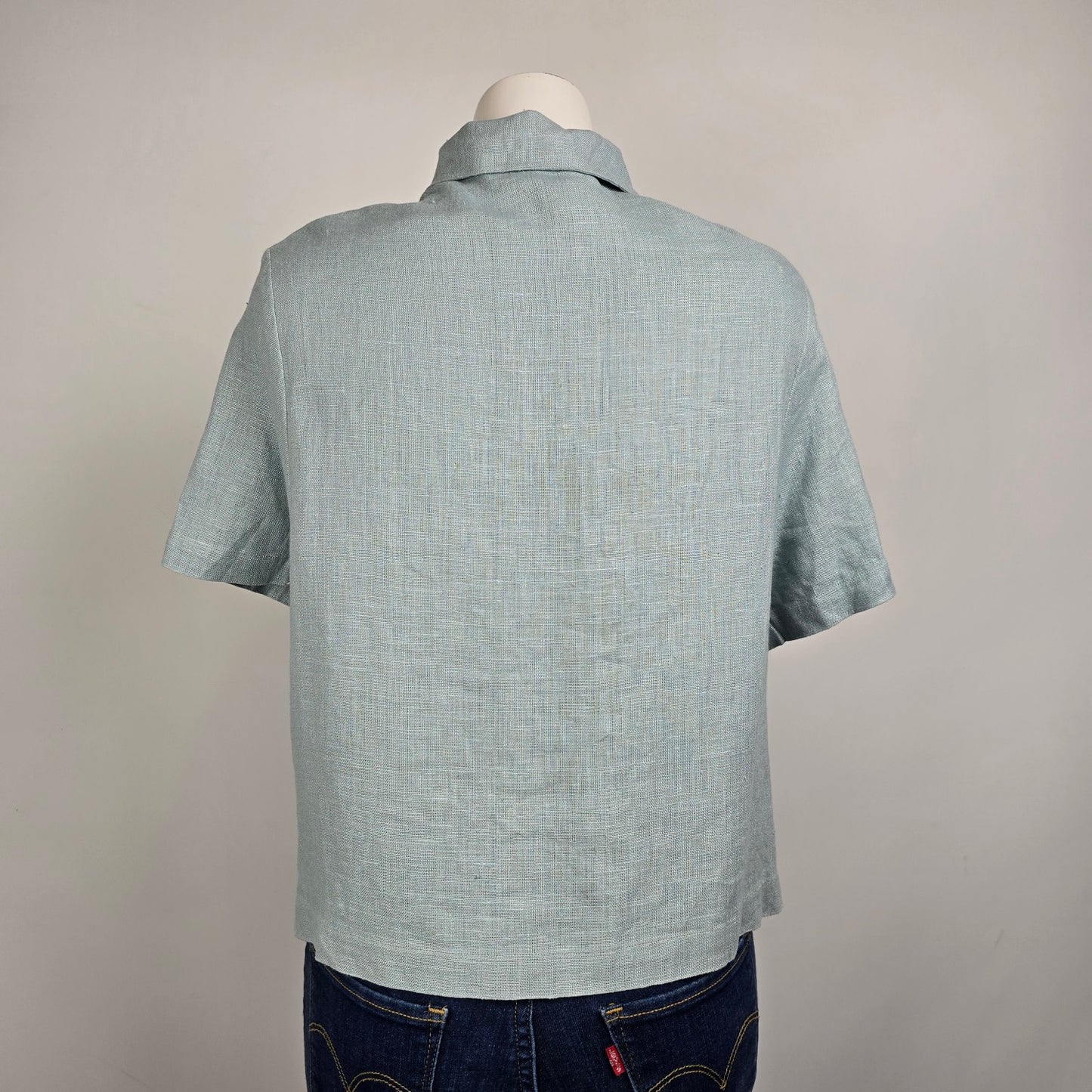 J-Jill Blue Linen Button Up Top Size Xl