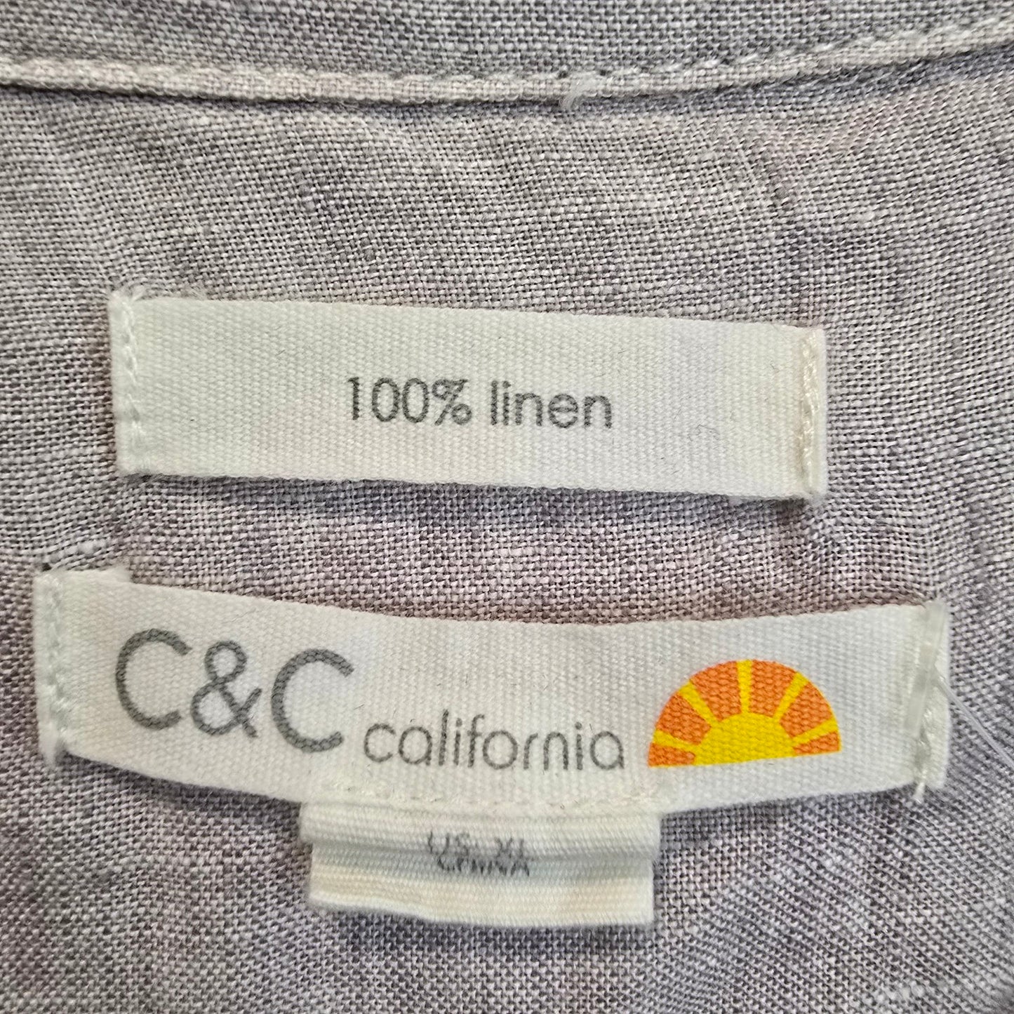 C&C California Grey Linen Tunic Top Size XL