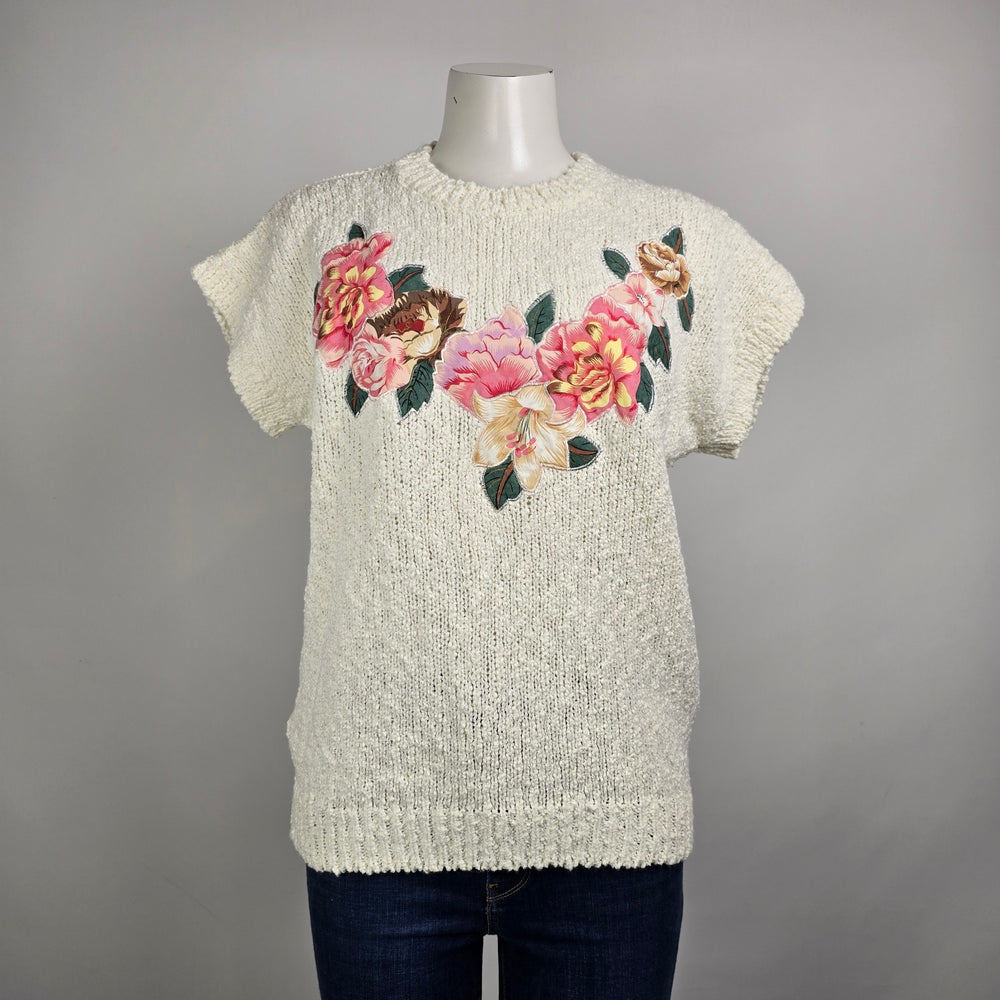 Vintage Bay Club Floral Knit Sweater Size M