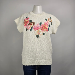 Vintage Bay Club Floral Knit Sweater Size M
