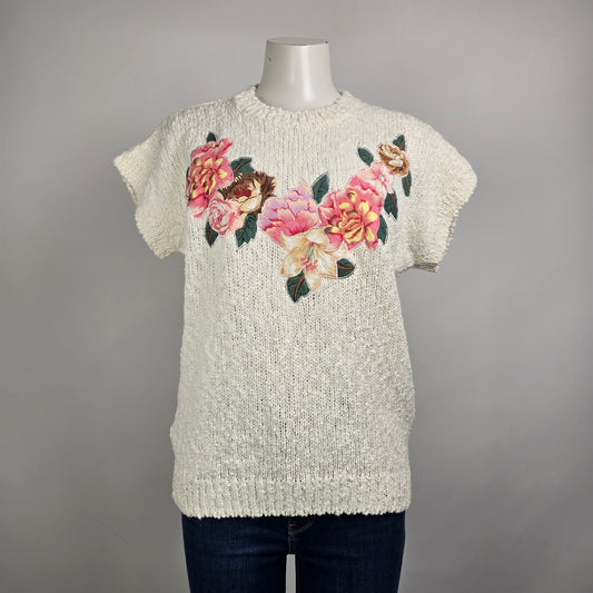 Vintage Bay Club Floral Knit Sweater Size M