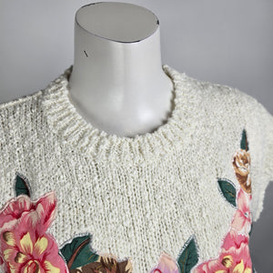 Vintage Bay Club Floral Knit Sweater Size M