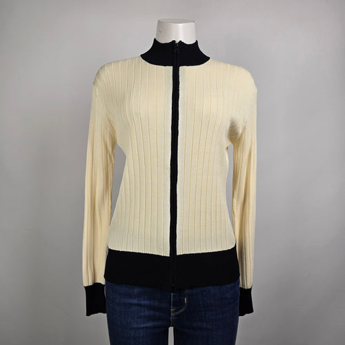 Beutler Swiss Design Cream Zip Up Cardigan Size S/M