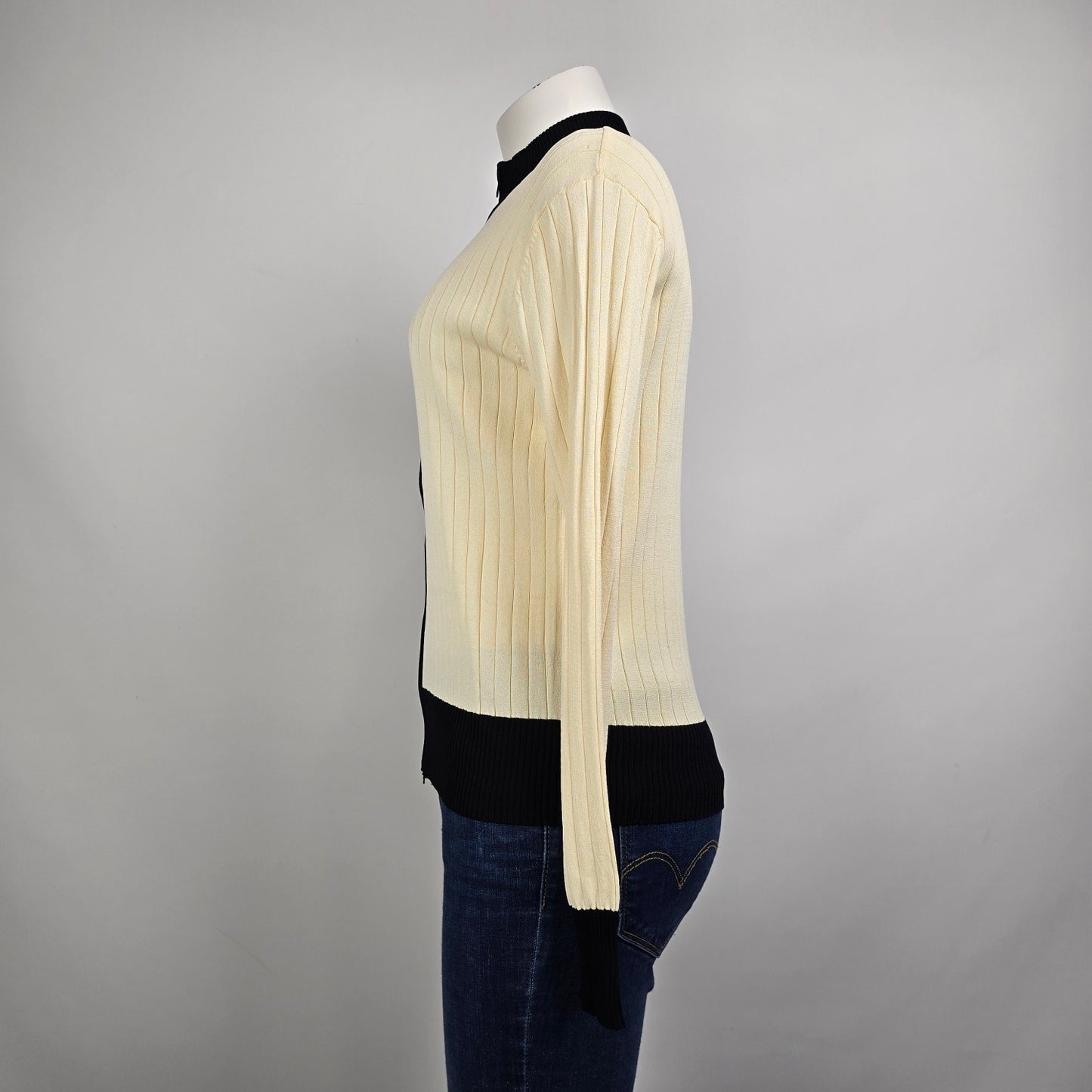 Beutler Swiss Design Cream Zip Up Cardigan Size S/M
