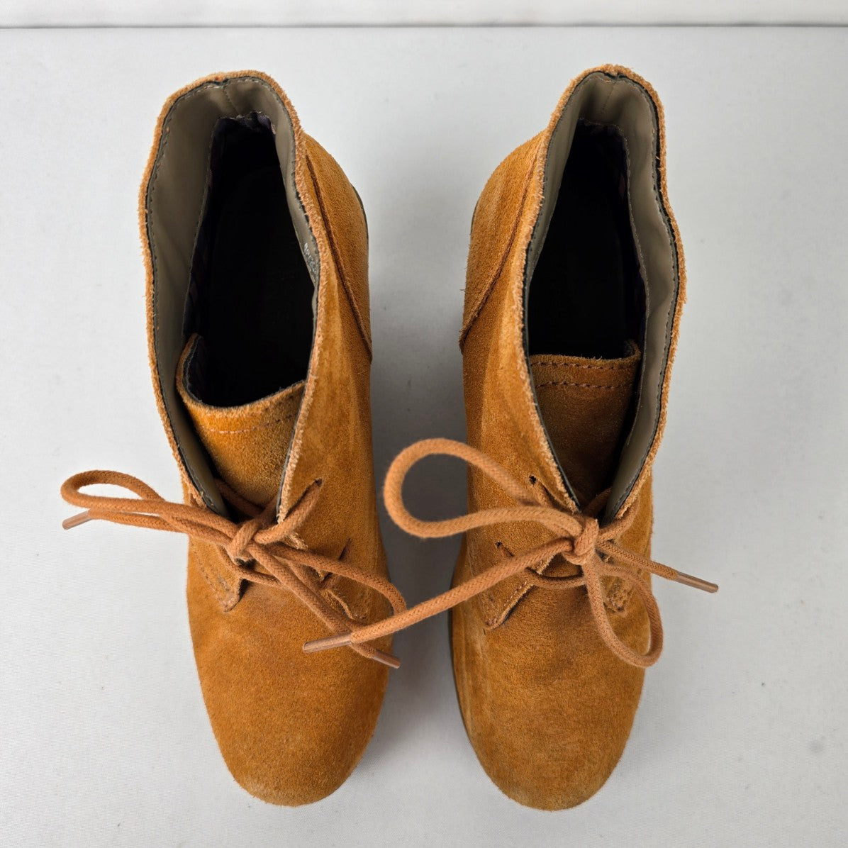 White Mountain Brown Lace Up Wedge Bootie Size 8