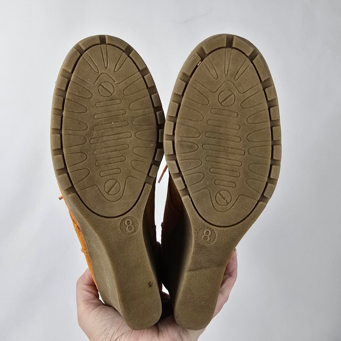 White Mountain Brown Lace Up Wedge Bootie Size 8