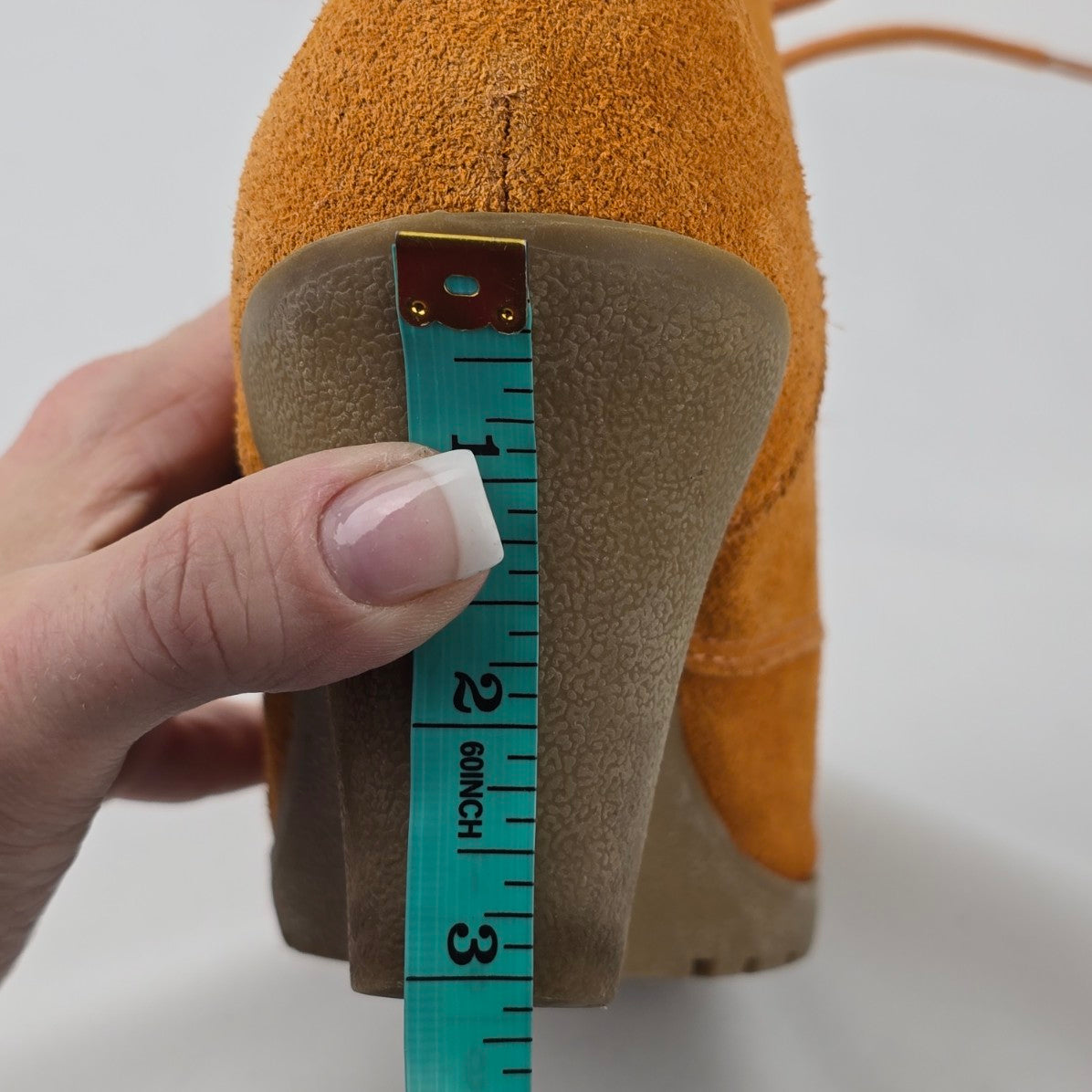 White Mountain Brown Lace Up Wedge Bootie Size 8