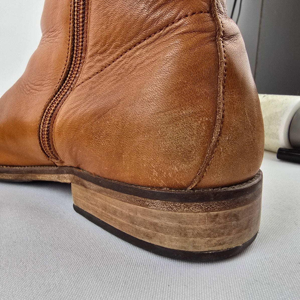 Brown Leather Ankle Boots Size 8