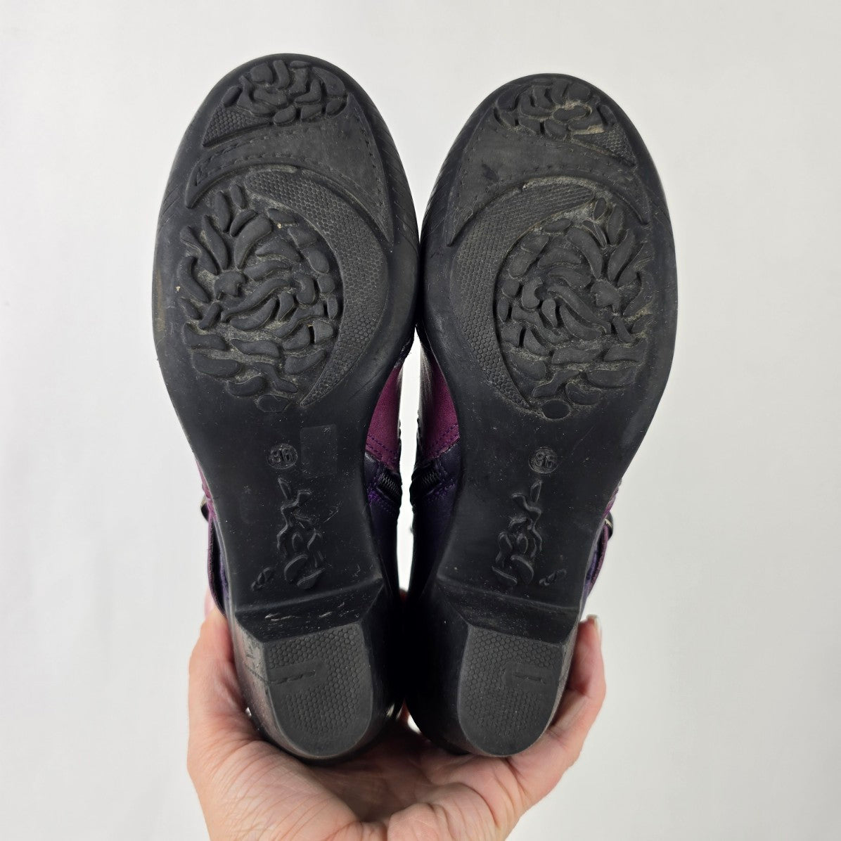 Jose Saenz Navy & Purple Leather Ankle Boots Size 6