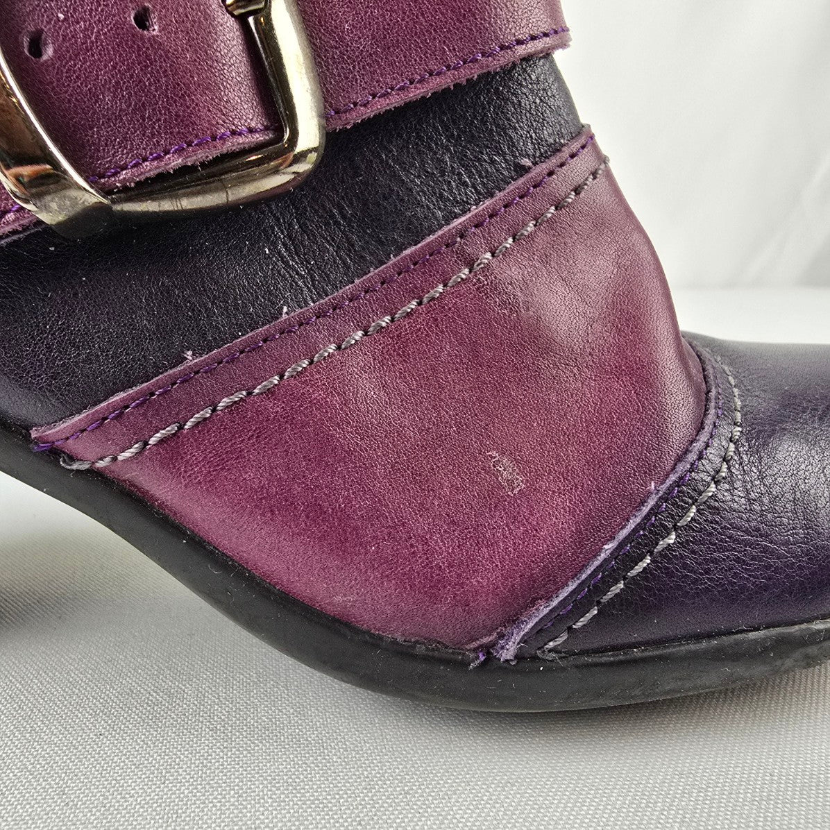 Jose Saenz Navy & Purple Leather Ankle Boots Size 6